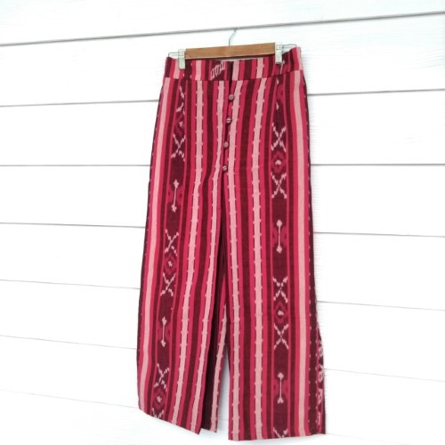 Nanaro pants tenun ikat merah mix lurik - 081804059024
