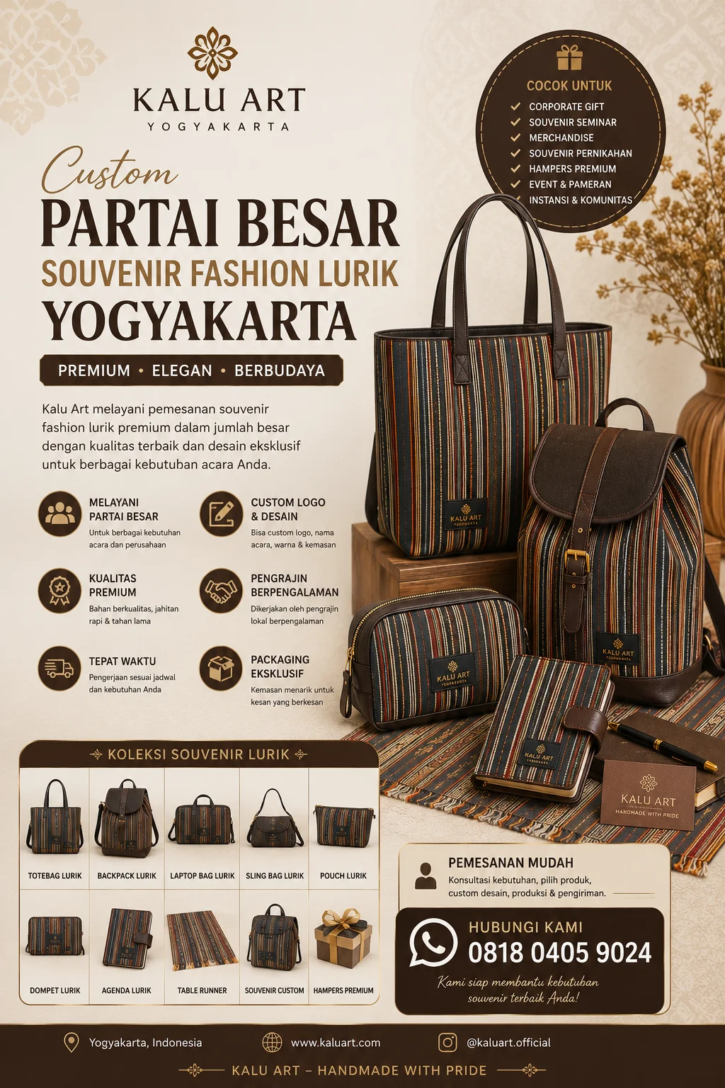 Custom Partai Besar Souvenir Fashion Lurik Yogyakarta | Kalu Art