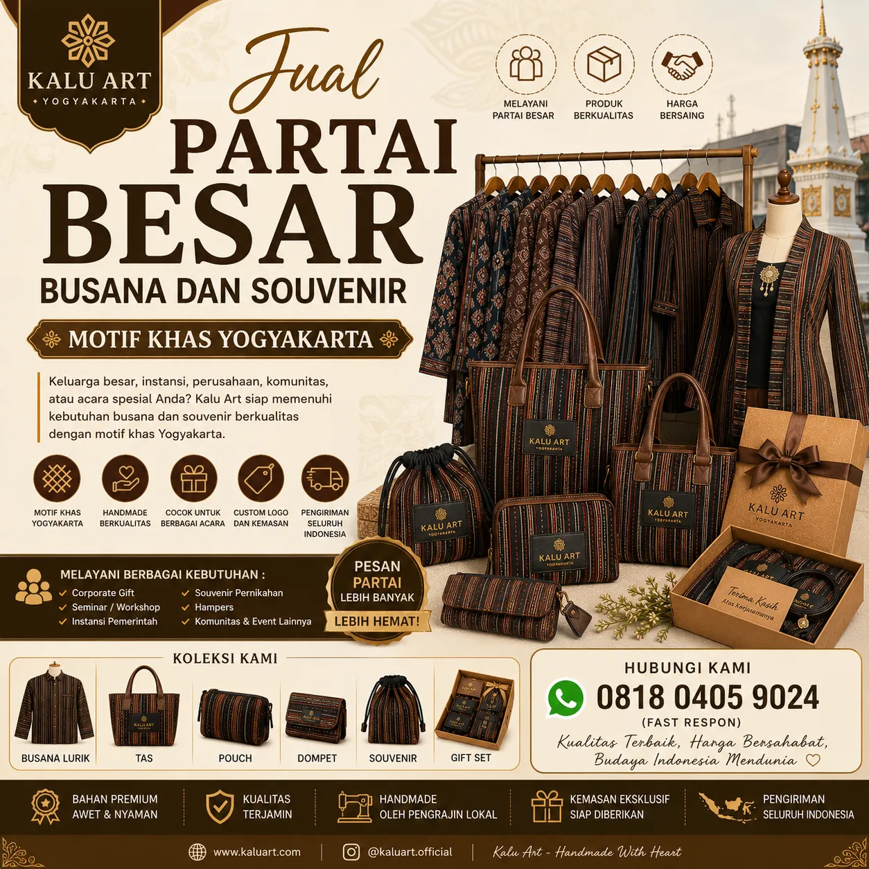 Jual Partai Besar Busana dan Souvenir Motif Khas Yogyakarta | Kalu Art