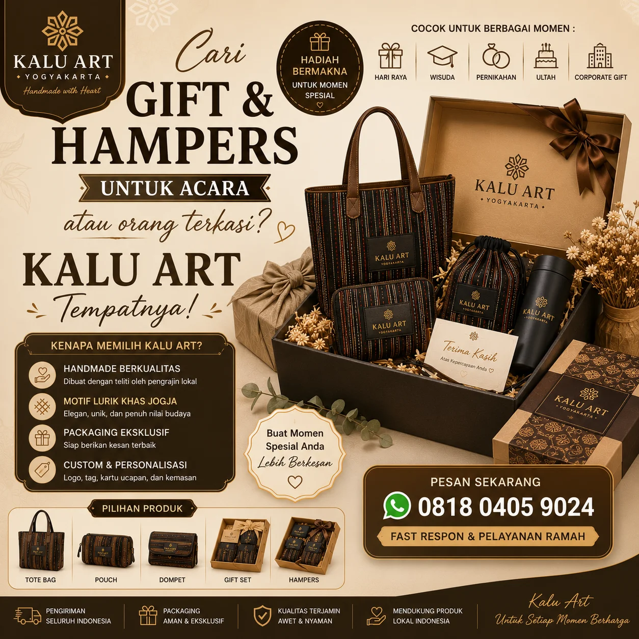 Cari Gift dan Hampers untuk acara atau orang terkasi? Kalu Art Tempatnya